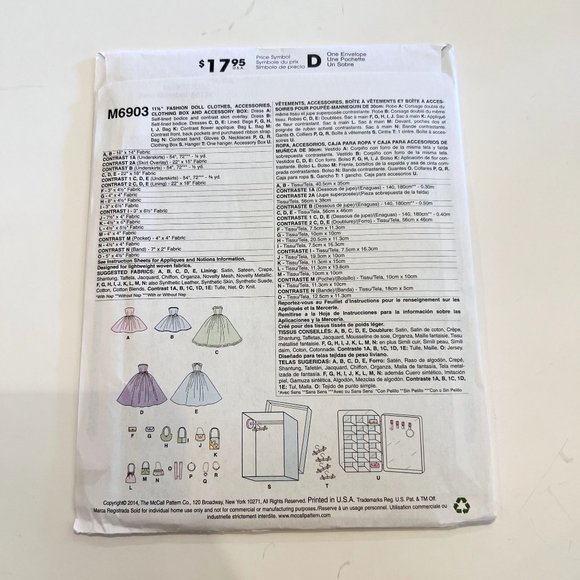 Lot Of 4 NEW McCall Sewing Patterns For Outfits For 11 1/2" Barbie Dolls Uncut - Picture 8 of 13